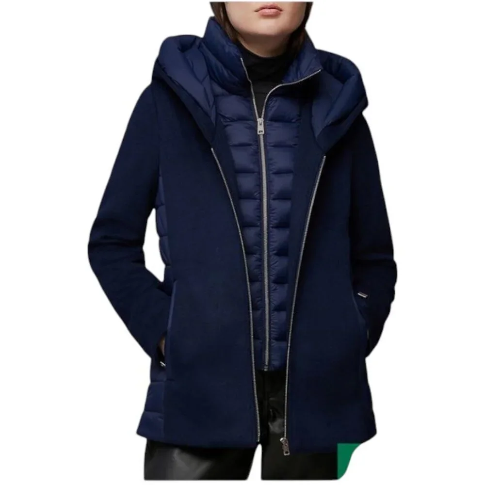 Soia & Kyo Womens Viviana Wool Blend and Quilted Puffer Hooded Coat in Lapis Lrg - Picture 5 of 16